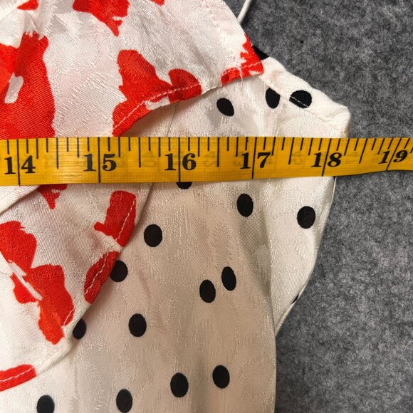 Rixo M Polka Dot Red Floral Ruffled Midi Slip Dress Adjust Spaghetti Strap Women - Picture 8 of 10